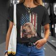 Distressed Goldendoodle American Flag Patriotic Dog Unisex T-Shirt Gifts for Her