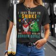 Dog Border Collie Smoke And Hang With My Border Collie Funny Smoker Weed Unisex T-Shirt Gifts for Her