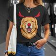 Dog Lover Golden Retriever Dressed As Rudolph On Christmas Unisex T-Shirt Gifts for Her