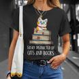 Easily Distracted By Cats And Books Cat & Book Lover T-Shirt Gifts for Her