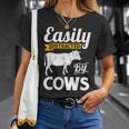 Easily Distracted By Cows Cow Famers T-Shirt Gifts for Her