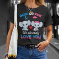 Elephant Baby Pink Or Blue We Already Love You Gender Reveal Unisex T-Shirt Gifts for Her