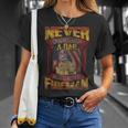 Firefighter Dad Never Underestimate Fireman Father T-Shirt Gifts for Her
