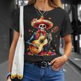 Floral Guitar Dia De Los Muertos Cute Mariachi Day Of Dead T-Shirt Gifts for Her