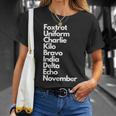 Foxtrot Uniform Charlie Kilo Bravo India Delta Echo Nov T-Shirt Gifts for Her