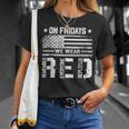 On Friday We Wear Red American Flag Military Supportive T-Shirt Gifts for Her