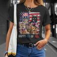 Funny Cats Happy 4Th Of July American Us Flag 4Th Of July Unisex T-Shirt Gifts for Her