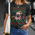 Dog Lovers Cute Pug Santa Hat Ugly Christmas Sweater T-Shirt Gifts for Her