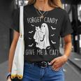 Halloween Cat Ghost Forget Candy Give Me Cat Halloween T-Shirt Gifts for Her