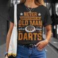 Grandpa Never Underestimate An Old Man Who Plays Darts T-Shirt Gifts for Her