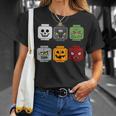 Halloween Head Pumpkin Ghost Zombie Block Brick Builder T-Shirt Gifts for Her