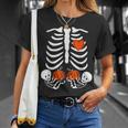 Halloween Twin Pregnant Skeleton Twins Baby Xray Rib Cage T-Shirt Gifts for Her