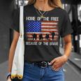 Home Of The Free Because Of The Brave Veteran American Flag Unisex T-Shirt Gifts for Her