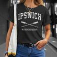 Ipswich Massachusetts Vintage Nautical Crossed Oars T-Shirt Gifts for Her