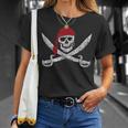 Jolly Roger Pirate Skull And Cutlasses Flag Distressed T-Shirt Gifts for Her