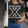 Letter X Alphabet Name Athletic Sports Monogram Outline Unisex T-Shirt Gifts for Her