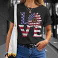 Love Sunflower American Flag Patriot 4Th Of July Women Girls Unisex T-Shirt Gifts for Her