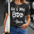 Matching Halloween Pajama Couples He's My Boo Skull Face T-Shirt Gifts for Her