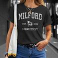 Milford Ct Vintage Nautical Boat Anchor Flag Sports T-Shirt Gifts for Her