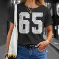Number 65 Sport Jersey Birthday Age Lucky No White Vintage Unisex T-Shirt Gifts for Her