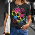 Pansexual Pride Pan Flag Skull Roses Subtle Lgbtq Unisex T-Shirt Gifts for Her