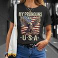 Patriotic American Flag Eagle 4Th July My Pronouns Are Usa T-Shirt Gifts for Her