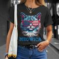 Patriotic Cat Sunglasses American Flag 4Th Of July Meowica Unisex T-Shirt Gifts for Her