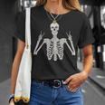 Peace Sign Skeleton Hand On Costume Halloween T-Shirt Gifts for Her