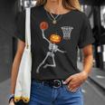 Pumpkin Skeleton Playing Basketball Halloween Costume Boys T-Shirt Gifts for Her