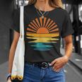Retro Beach Sunset Vacation Palm Trees Tropical Summer Unisex T-Shirt Gifts for Her