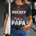 Retro My Favorite Hockey Player Calls Me Papa Fathers Day Unisex T-Shirt Gifts for Her