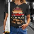 Retro Never Underestimate Old Man With Tow Truck Driver Gift Unisex T-Shirt Gifts for Her
