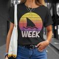 Retro Shark Fin Week 2023 Shark Lover Ocean Wildlife Summer Unisex T-Shirt Gifts for Her
