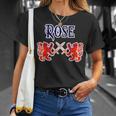 Rose Scottish Clan Kilt Lion Family Name Tartan Gifts For Lion Lovers Funny Gifts Unisex T-Shirt Gifts for Her