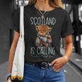 Scotland Is Calling And I Must Go Highland Cow Unisex T-Shirt Gifts for Her