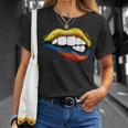 Sexy Biting Lips Colombia Flag Colombian Pride T-Shirt Gifts for Her