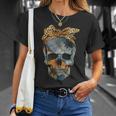 Skull Bow Leopard Vintage Retro Funny Halloween Gifts Halloween Funny Gifts Unisex T-Shirt Gifts for Her