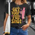 Syringe Retro Medical Get Your Flu Shot Caregiver T-Shirt Gifts for Her