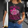 Tackle Breast Cancer Awareness Football Pink Ribbon Leopard T-Shirt Gifts for Her