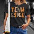 Tennessee State Flag Orange Plaid Leopard T-Shirt Gifts for Her