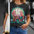 Trick Or Treat Brush Your Th Boo Ghost Halloween Dentist T-Shirt Gifts for Her