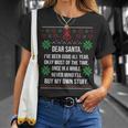 Ugly Christmas Sweater Dear Santa Claus Wish List T-Shirt Gifts for Her