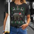 Ugly Sweater Christmas Elephant Lover Santa Hat Animals T-Shirt Gifts for Her