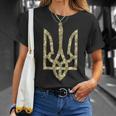 Ukraine Flag Emblem Ukrainian National Tryzub Trident T-Shirt Gifts for Her