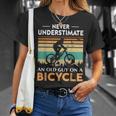 Never Underestimate An Old Guy On A Bicycle Cycling Vintage T-Shirt Gifts for Her