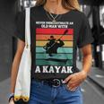 Never Underestimate An Old Man With A Kayak Vintage Canoe T-Shirt Gifts for Her