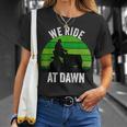 We Ride At Dawn Lawnmower Lawn Mowing Funny Dad Vintage Men Unisex T-Shirt Gifts for Her