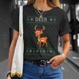 Xmas Deer Ugly Christmas Sweater Party T-Shirt Gifts for Her