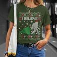 I Believe Big Foot Sasquatch Ugly Christmas Holiday T-Shirt Gifts for Her