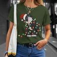 Black Cat Christmas Lights Cat Lover Xmas Pajama T-Shirt Gifts for Her